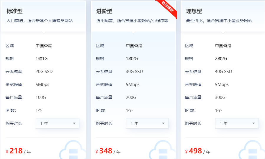 香港轻量服务器价格表